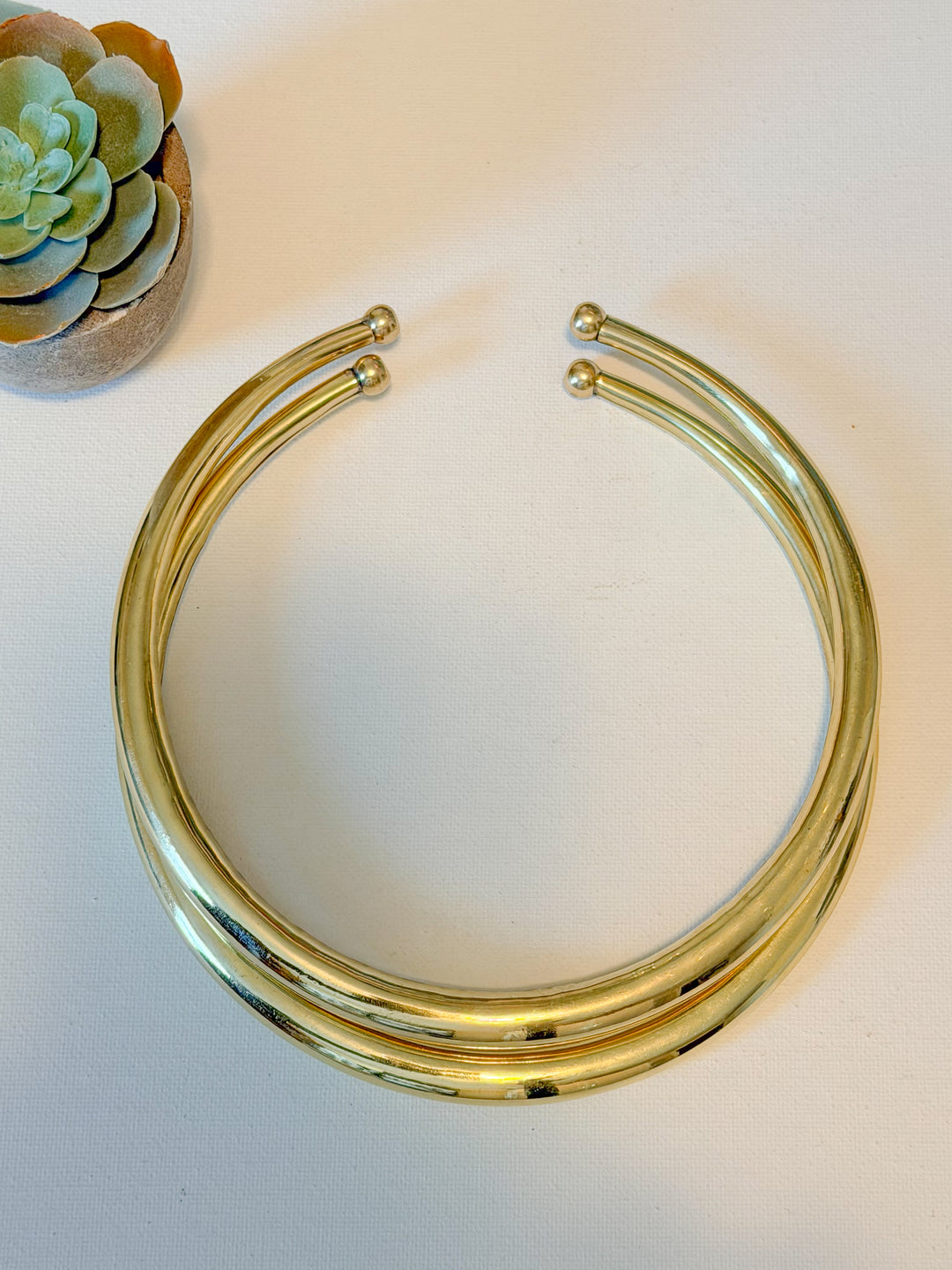 Golden Aura Collar Necklace | Handmade Brass Collar Necklace | Minimalist Adjustable Goddess Choker