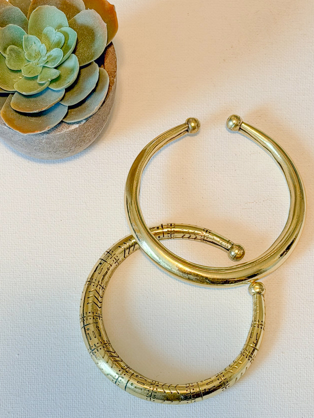 Golden Aura Bracelet - Tribal Print| Handmade Brass Bracelet | Minimalist Adjustable Goddess Bracelet