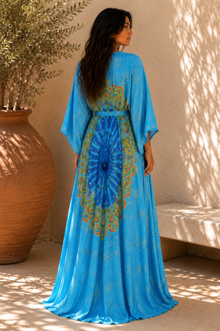 Nola Silk Mandala Kimono - Peacock