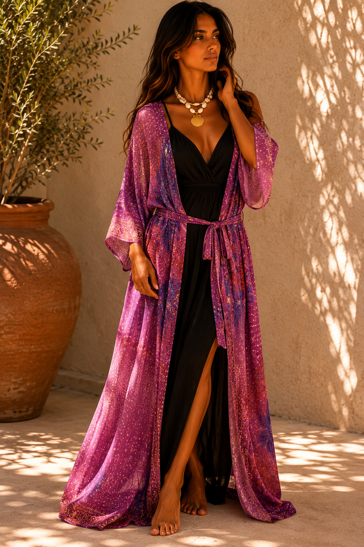 Nola Silk Mandala Kimono - Northern Lights