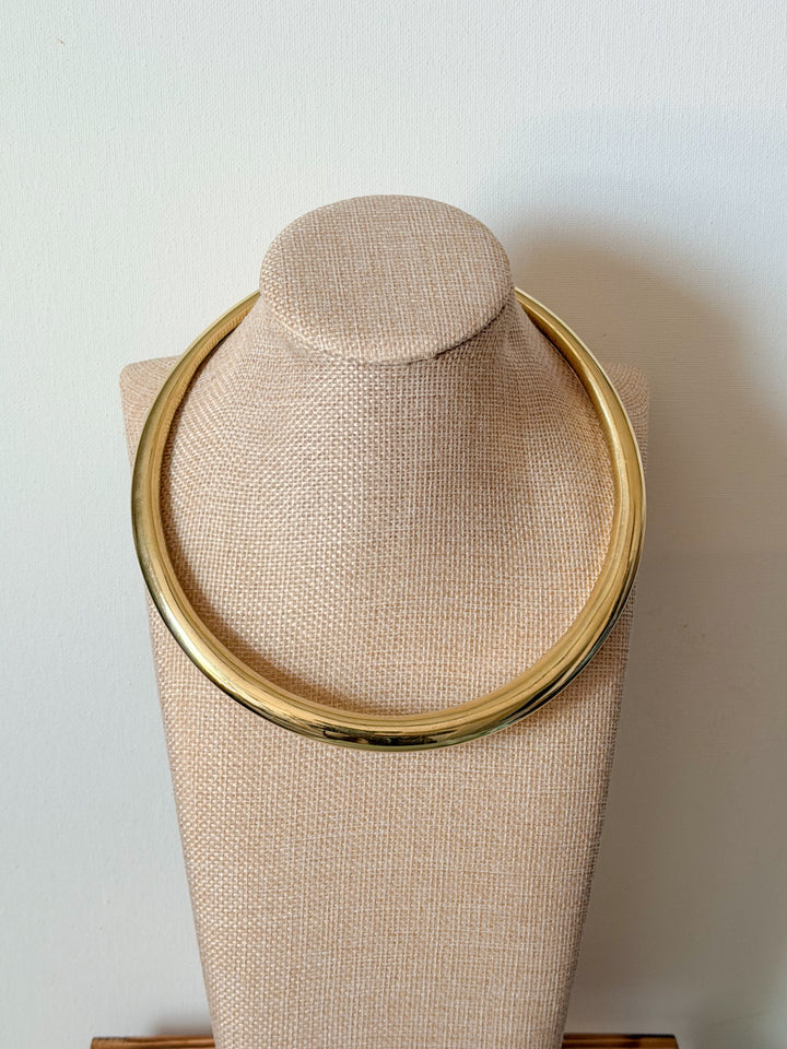 Golden Aura Collar Necklace | Handmade Brass Collar Necklace | Minimalist Adjustable Goddess Choker