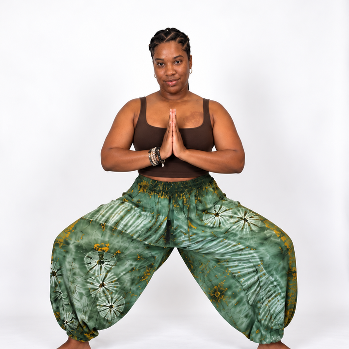 Golden Sage Tie-Dye Harem Pants | Genie Pants