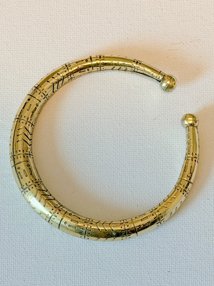 Golden Aura Bracelet - Tribal Print| Handmade Brass Bracelet | Minimalist Adjustable Goddess Bracelet