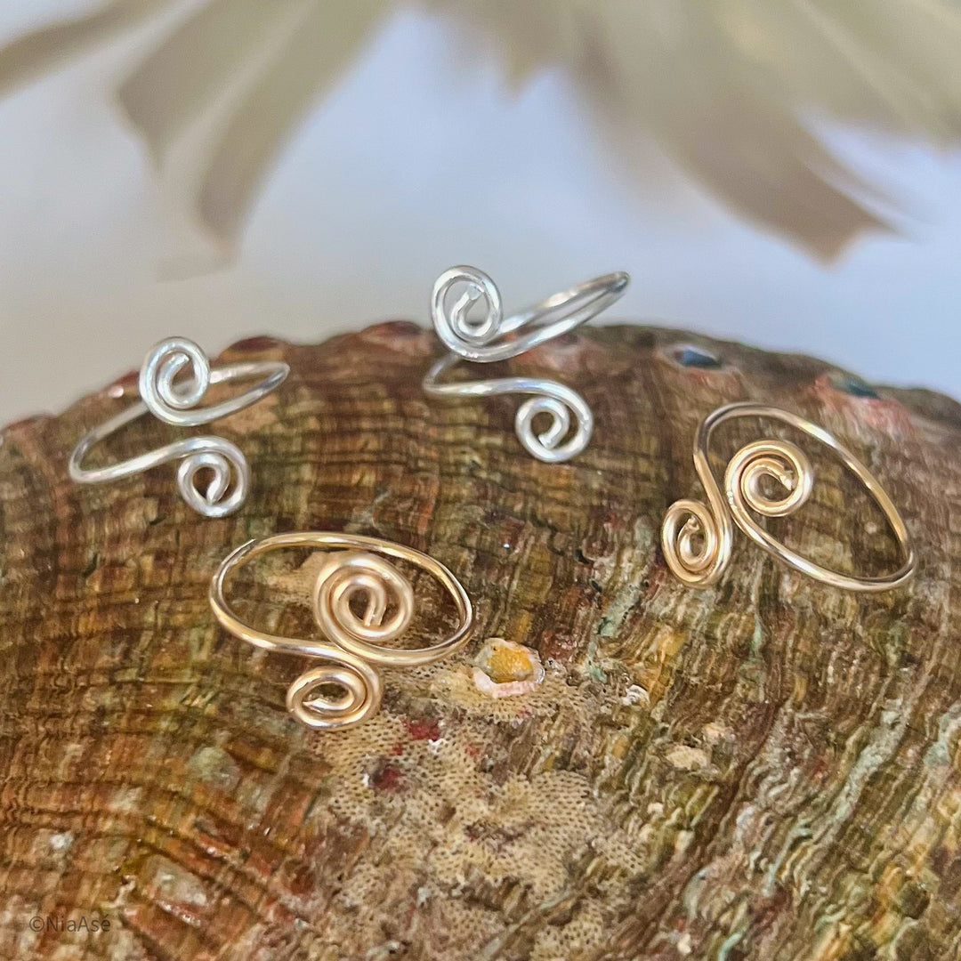 Spiral Toe Ring | Adjustable Gold Toe Ring | Silver Toe Ring