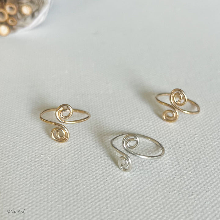 Spiral Toe Ring | Adjustable Gold Toe Ring | Silver Toe Ring