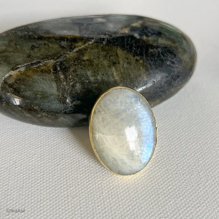 Rainbow Moonstone Gemstone Ring