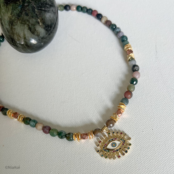 "Gypsy" Evil Eye Gemstone Necklace | Gemstone Choker