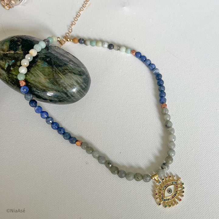 Evil Eye Gemstone Necklace | Gemstone Choker