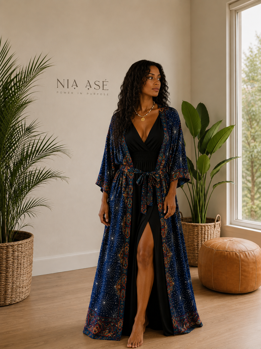 Nola Silk Mandala Kimono - Midnight Sky
