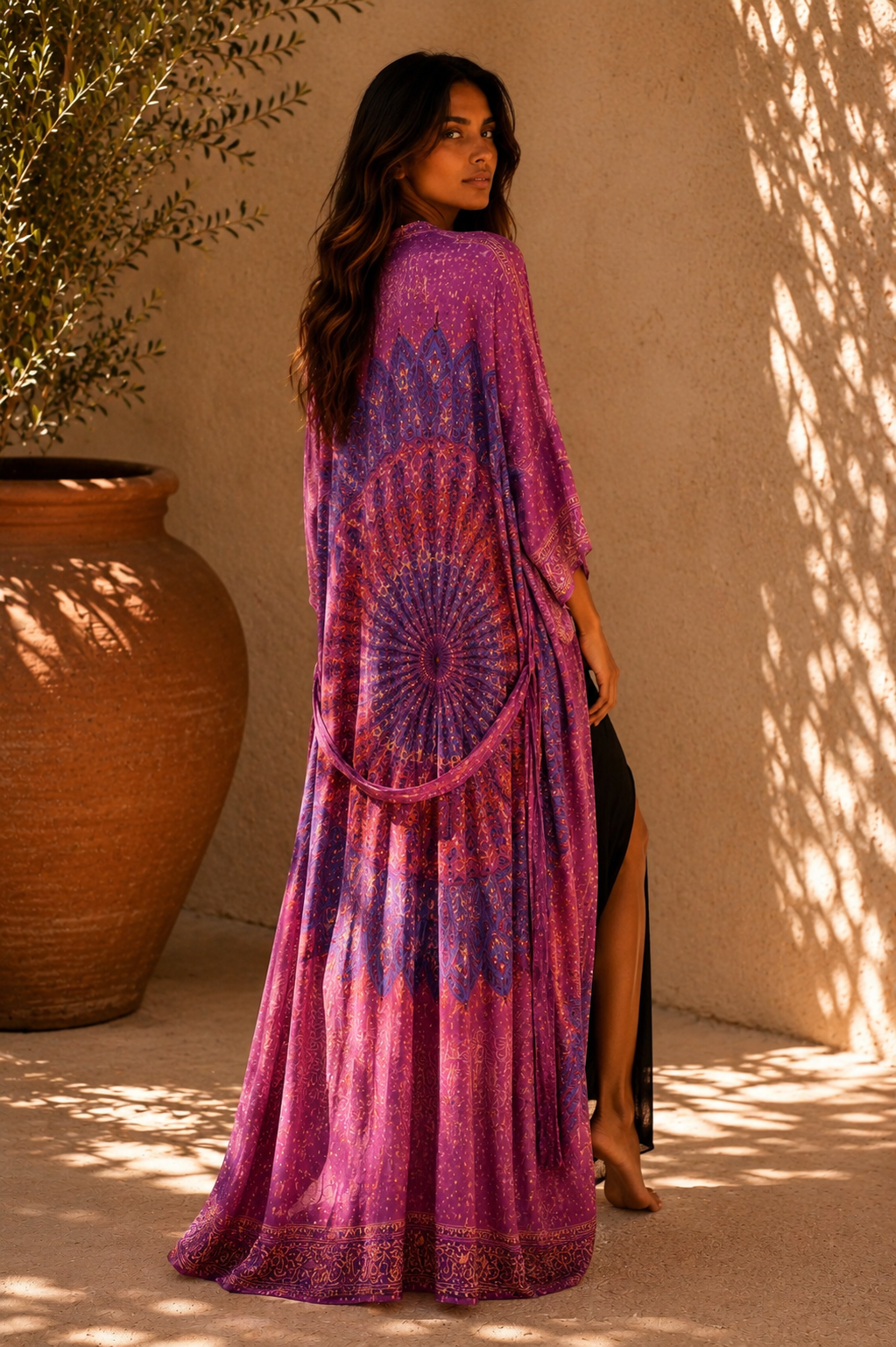 Nola Silk Mandala Kimono - Northern Lights