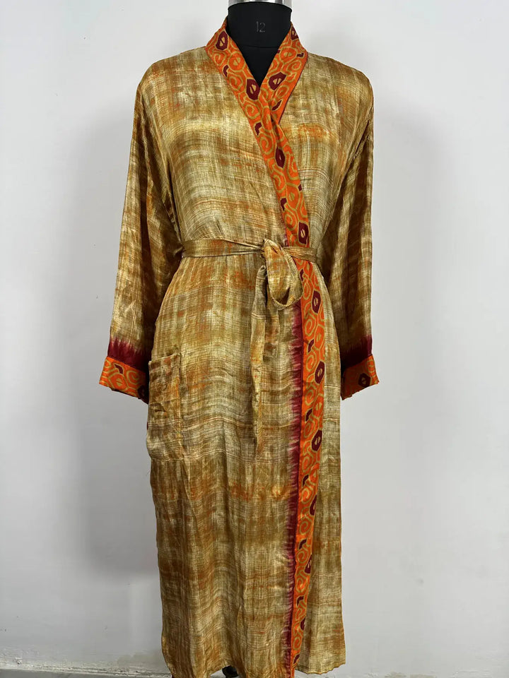 Recycle Silk Women Kimono Boho Robe