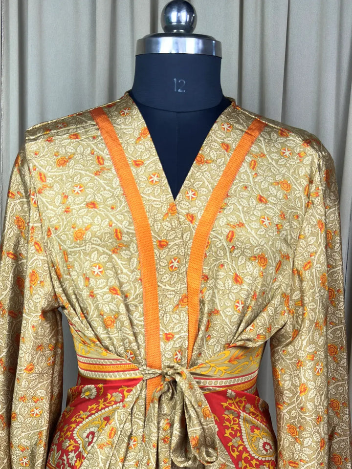 Vintage Recycled Silk Flowy Kimono