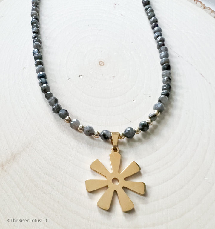 Adinkra Gemstone Choker | Labradorite Gemstone Necklace | Boho Necklace