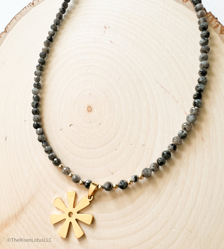 Adinkra Gemstone Choker | Labradorite Gemstone Necklace | Boho Necklace