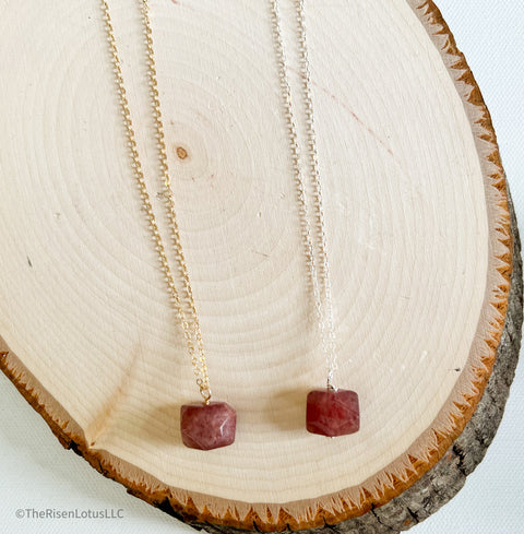 Strawberry Quartz Necklace | 14kt Gold Filled Necklace | Sterling silver Necklace