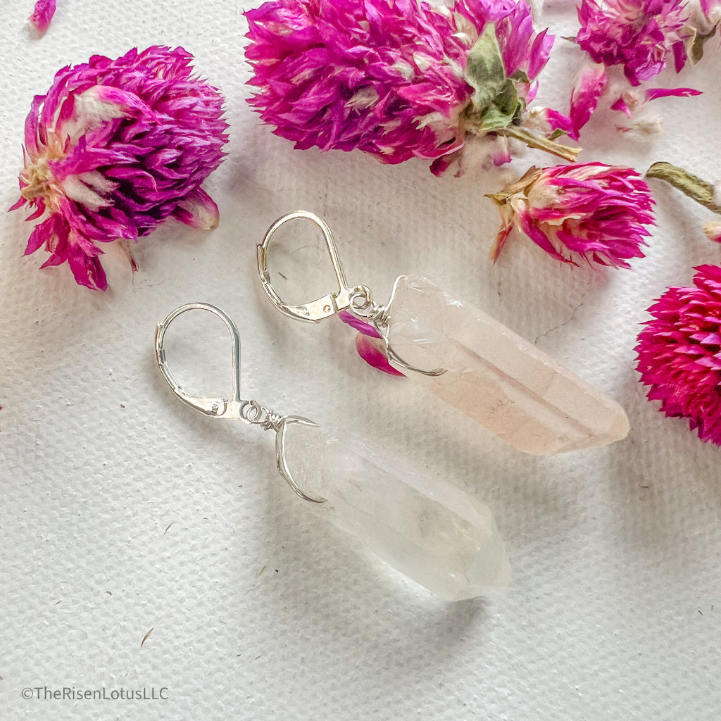 "Butterfly Effect" Clear Aura Quartz Earrings