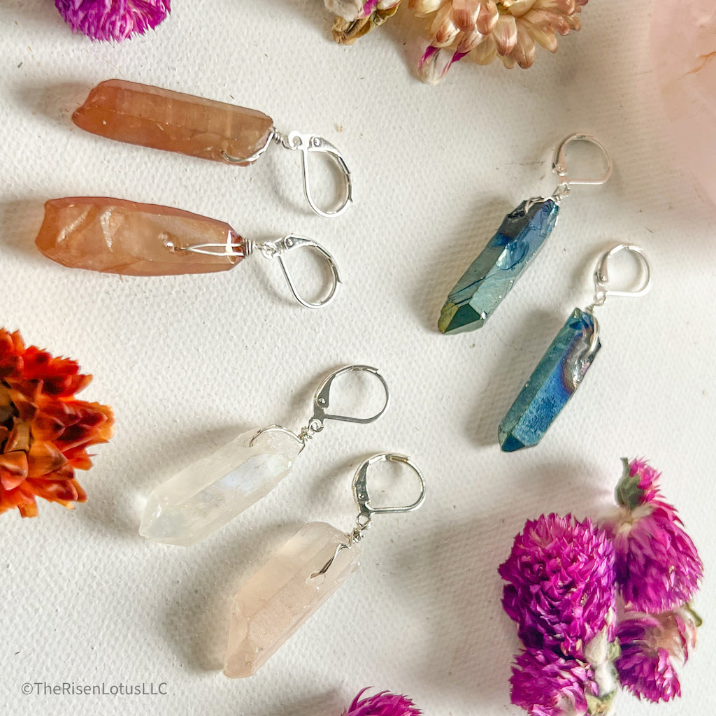 "Butterfly Effect" Peach Aura Quartz Earrings