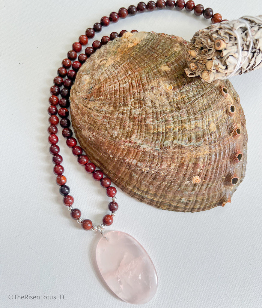 "Mother's Love" Rose Quartz and Wood Beaded Necklace | 14kt Gold-Filled or Sterling Silver