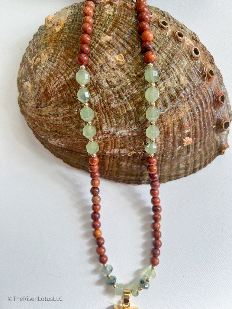 "Queen Me" Nefertiti Gemstone Necklace | Prehnite Beaded Necklace