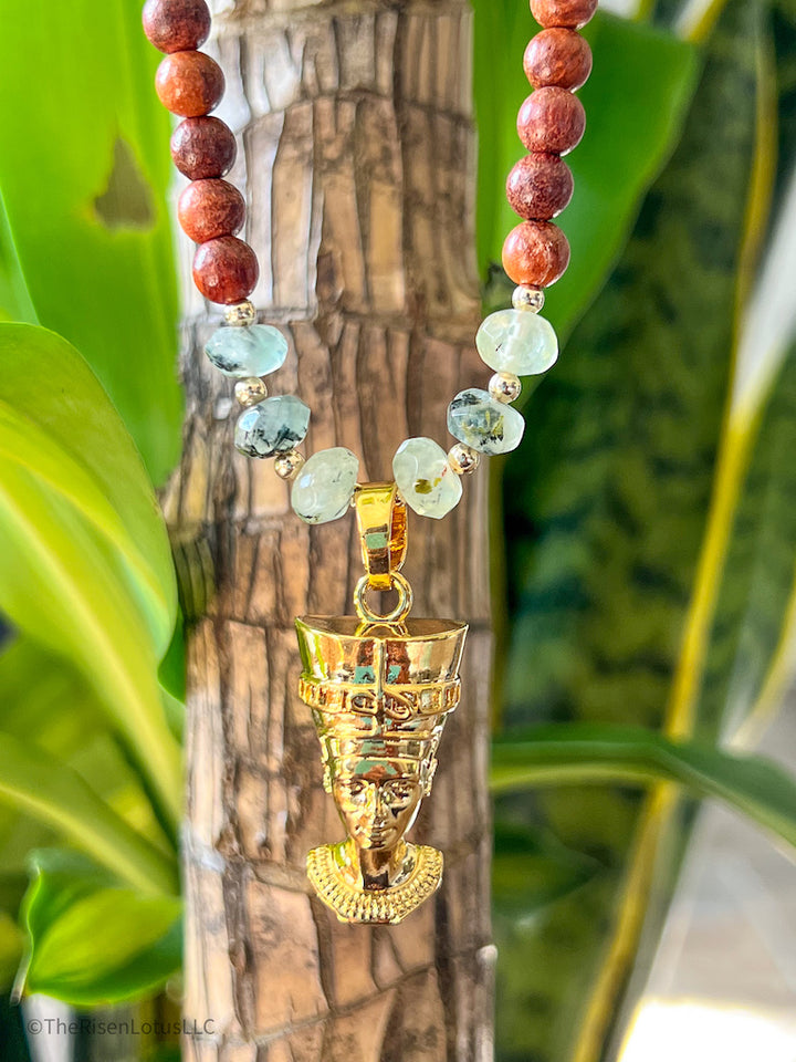 "Queen Me" Nefertiti Gemstone Necklace | Prehnite Beaded Necklace