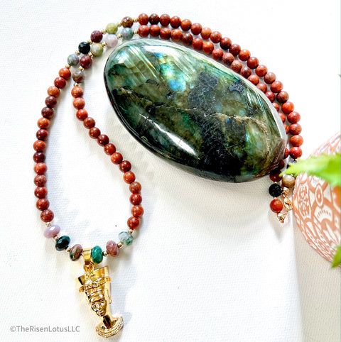 "Queen Me" Nefertiti Gemstone Necklace | Indian Agate Beaded Necklace