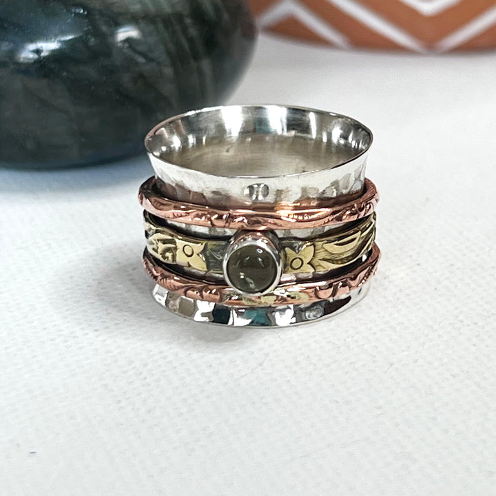 Sterling Silver Spinner Ring with Citrine