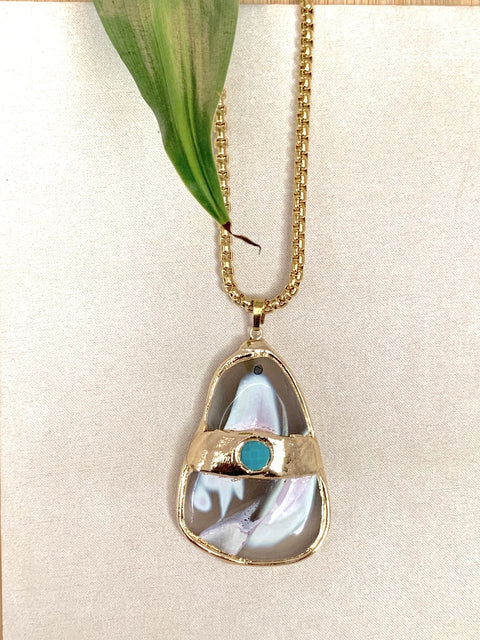 Center of Boho | Agate Stone Gold Necklace