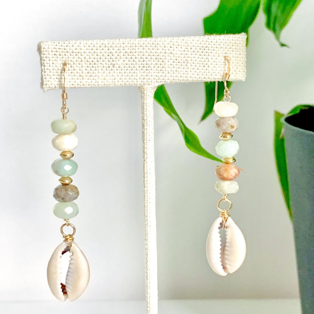 gold amazonite earring