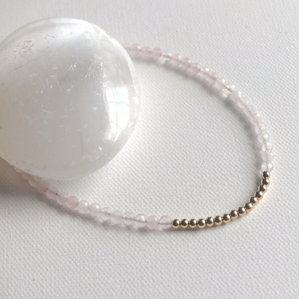 gold rose quartz anklet