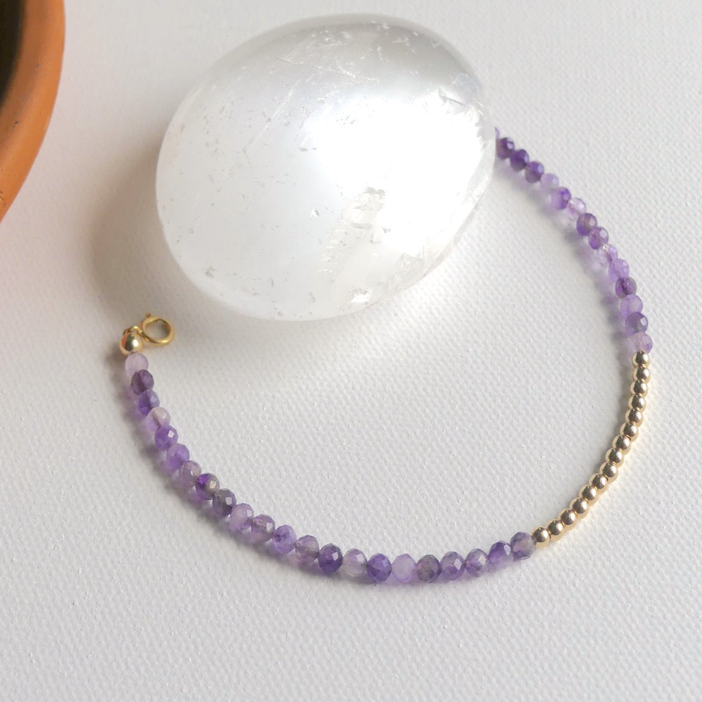 gold amethyst anklet