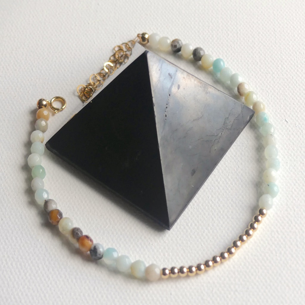 gold amazonite gemstone anklet