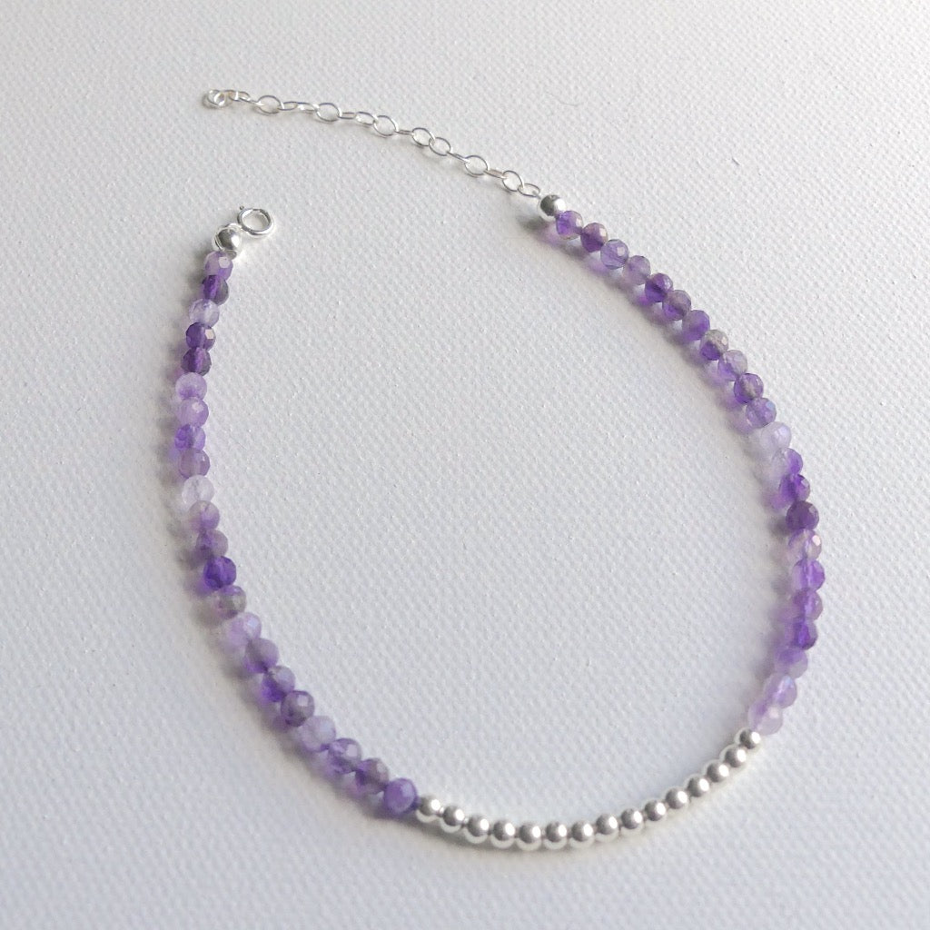 silver gemstone anklet