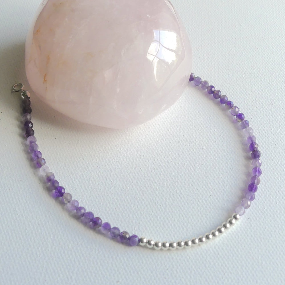 silver amethyst anklet