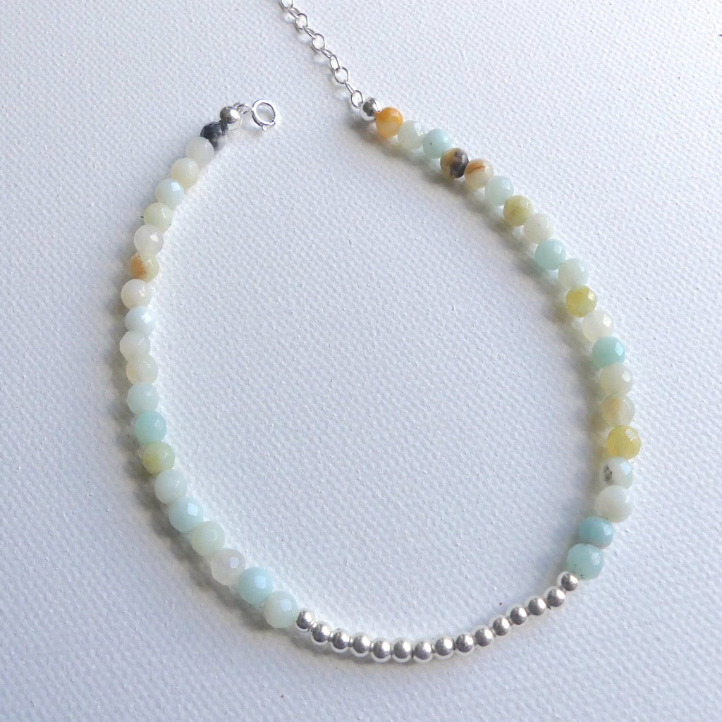 silver gemstone anklet