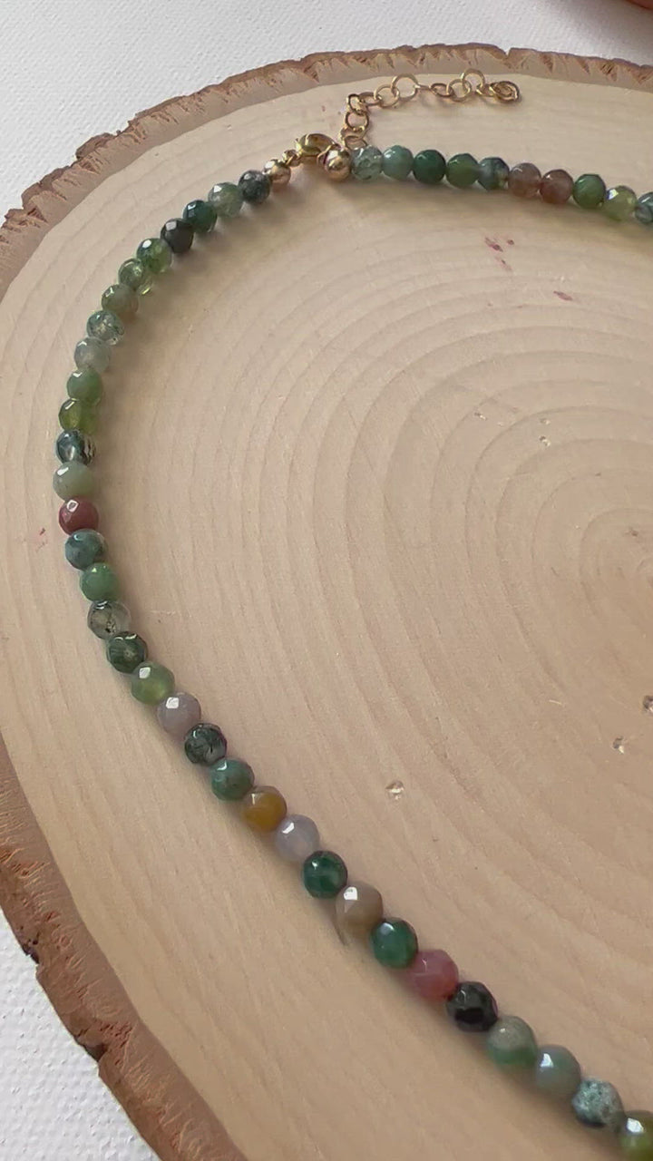 Adinkra Gemstone Choker | Indian Agate Gemstone Necklace | Boho Necklace